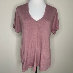 Pure Jill Mauve Pink V Neck T Shirt Pockets Sz Small